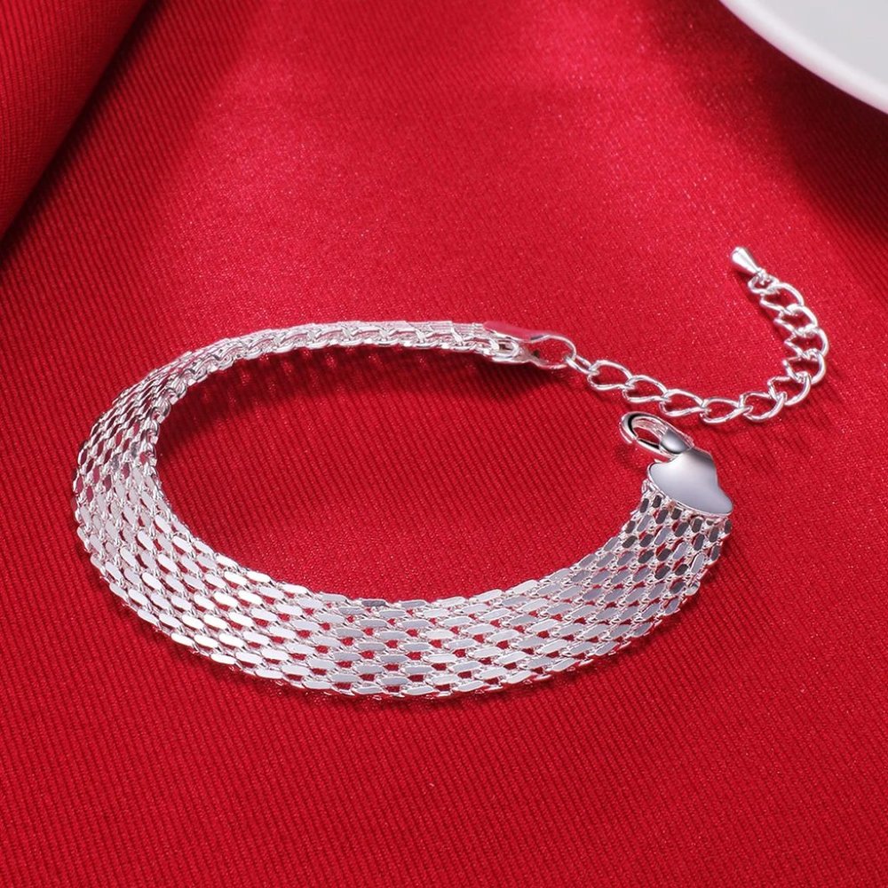 Beautiful 2 Pc. Necklace and Bracelet Set Mesh / Net - 925 Sterling Silver - Picture 13 of 13